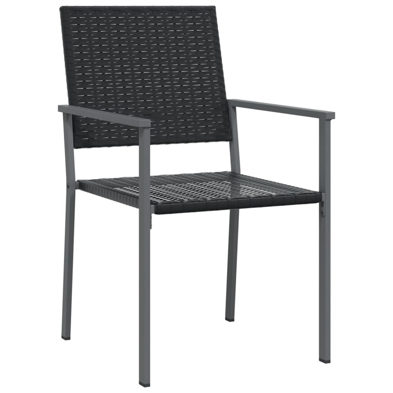 Bowery Hill Contemporary PE Rattan Durable Garden Dining Set in Black