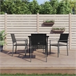 Bowery Hill Contemporary PE Rattan Durable Garden Dining Set in Black
