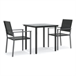 Bowery Hill Contemporary PE Rattan Durable Garden Dining Set in Black