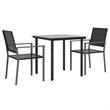 Bowery Hill Contemporary PE Rattan Durable Garden Dining Set in Black