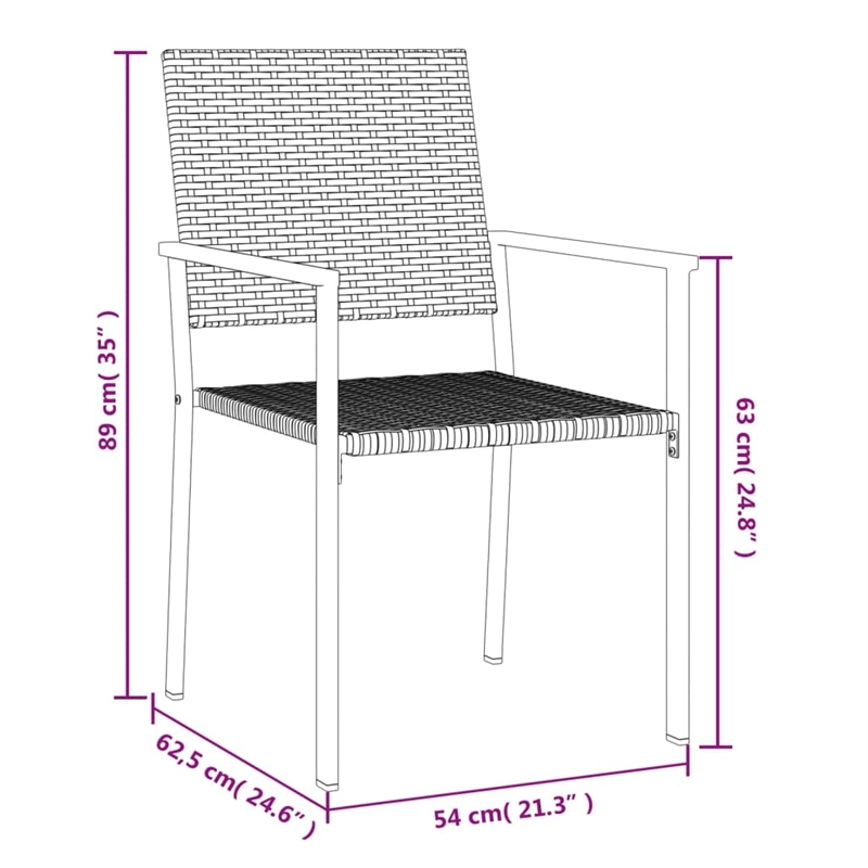Bowery Hill Contemporary PE Rattan Durable Garden Dining Set in Black