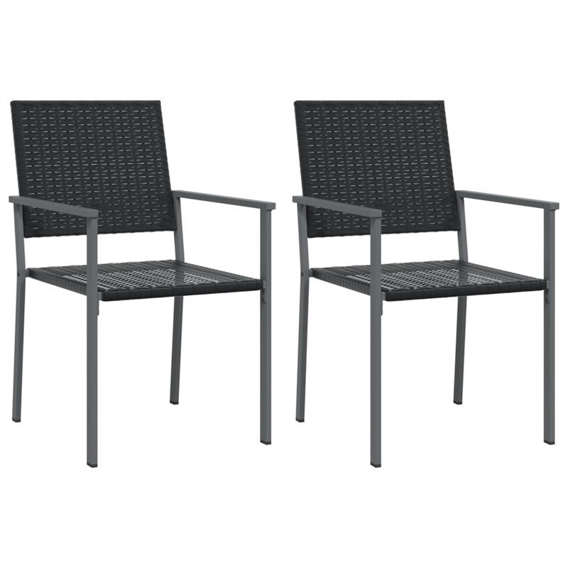 Bowery Hill Contemporary PE Rattan Durable Garden Dining Set in Black