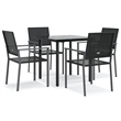 Bowery Hill Poly Rattan Medium Durable Garden Dining Set in Black