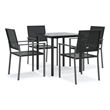 Bowery Hill Poly Rattan Medium Durable Garden Dining Set in Black