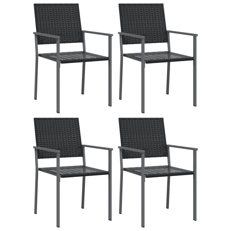 Bowery Hill Poly Rattan Medium Durable Garden Dining Set in Black