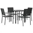 Bowery Hill Poly Rattan Medium Durable Garden Dining Set in Black