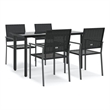 Bowery Hill Contemporary PE Rattan Durable Garden Dining Set in Black