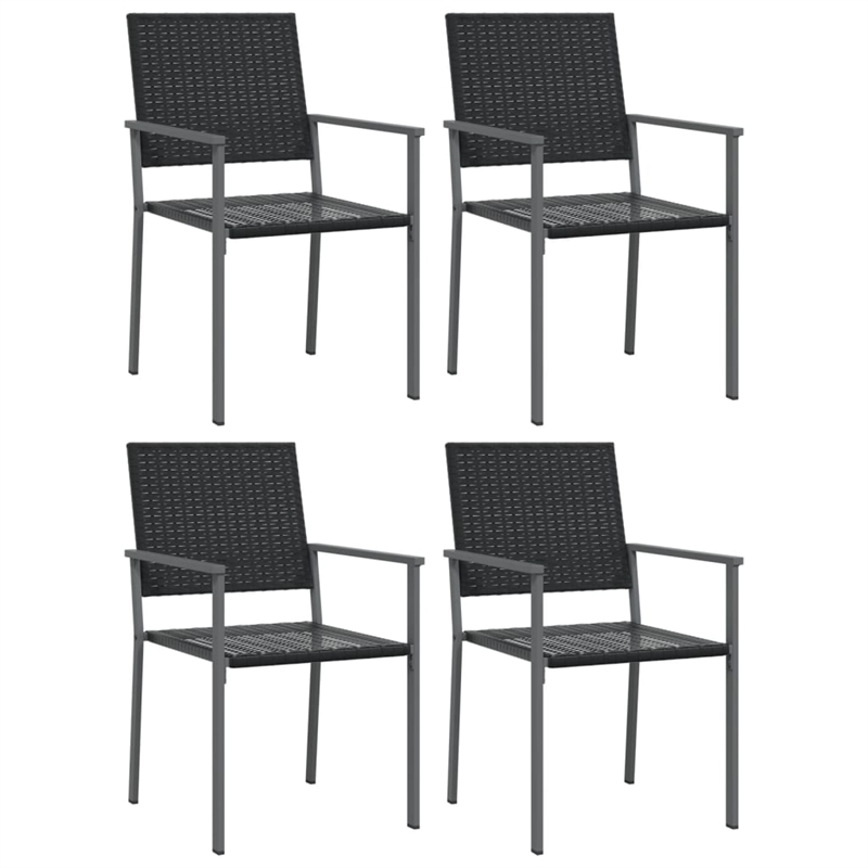 Bowery Hill Contemporary PE Rattan Durable Garden Dining Set in Black