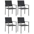 Bowery Hill Contemporary PE Rattan Durable Garden Dining Set in Black