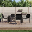 Bowery Hill Contemporary PE Rattan Durable Garden Dining Set in Black