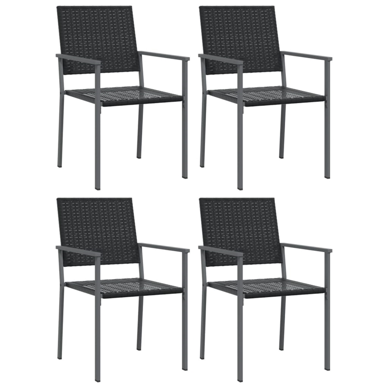 Bowery Hill Contemporary PE Rattan Durable Garden Dining Set in Black