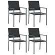 Bowery Hill Contemporary PE Rattan Durable Garden Dining Set in Black