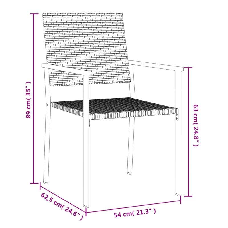 Bowery Hill Contemporary PE Rattan Durable Garden Dining Set in Black