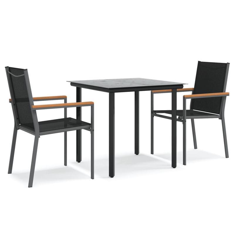 Bowery Hill Contemporary Powder-Coated Garden Dining Set in Black