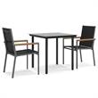 Bowery Hill Contemporary Powder-Coated Garden Dining Set in Black