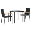 Bowery Hill Contemporary Powder-Coated Garden Dining Set in Black