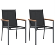 Bowery Hill Contemporary Powder-Coated Garden Dining Set in Black