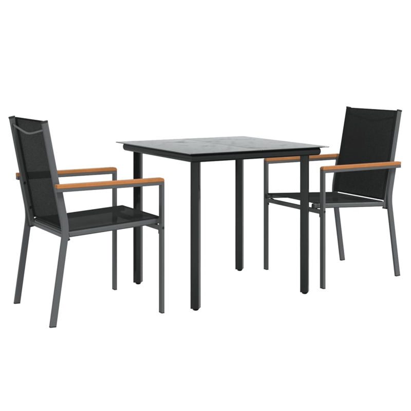Bowery Hill Contemporary Powder-Coated Garden Dining Set in Black