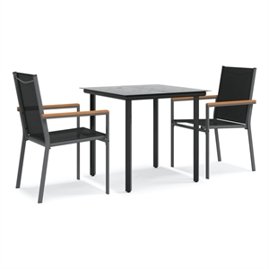 Bowery Hill Contemporary Powder-Coated Garden Dining Set in Black