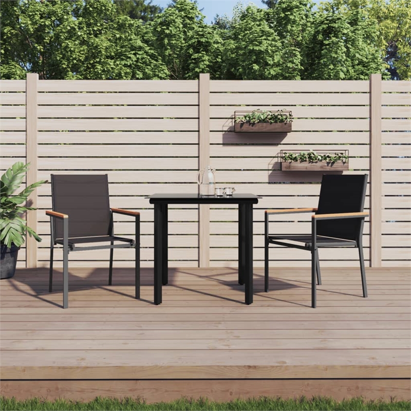 Bowery Hill Contemporary Powder-Coated Garden Dining Set in Black