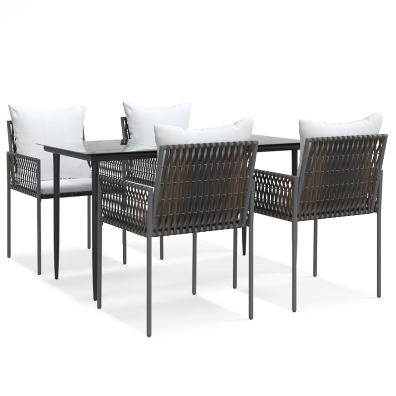 Bowery Hill Contemporary Powder-Coated Garden Dining Set in Brown