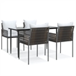 Bowery Hill Contemporary Powder-Coated Garden Dining Set in Brown