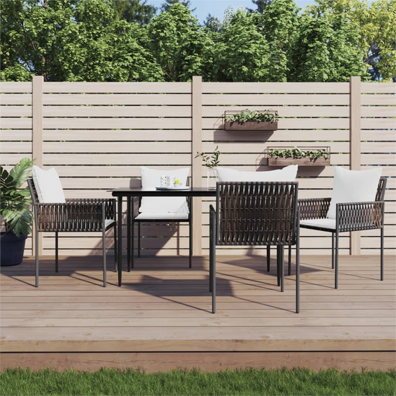 Bowery Hill Contemporary Powder-Coated Garden Dining Set in Brown