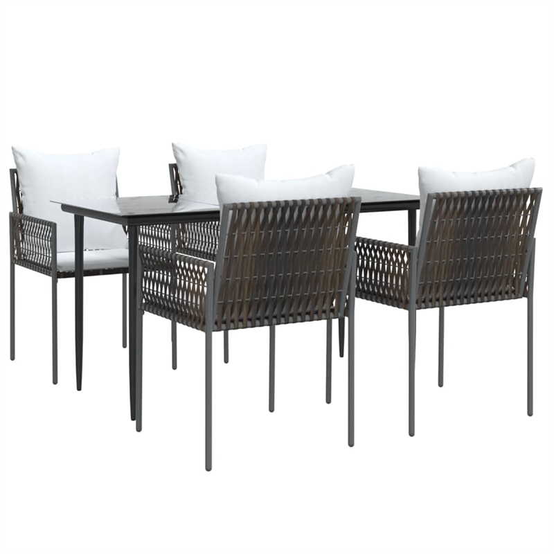 Bowery Hill Contemporary Powder-Coated Garden Dining Set in Brown