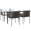 Bowery Hill Contemporary Powder-Coated Garden Dining Set in Brown