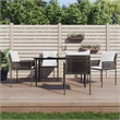 Bowery Hill Contemporary Powder-Coated Garden Dining Set in Brown