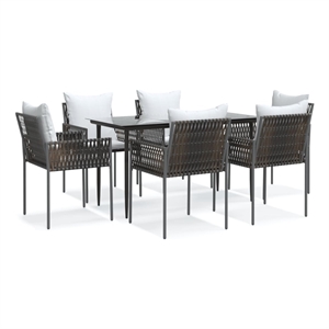 Bowery Hill Contemporary Garden Dining Set in Brown/Cream White/Black