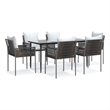Bowery Hill Contemporary Weather-Resistant Garden Dining Set in Brown