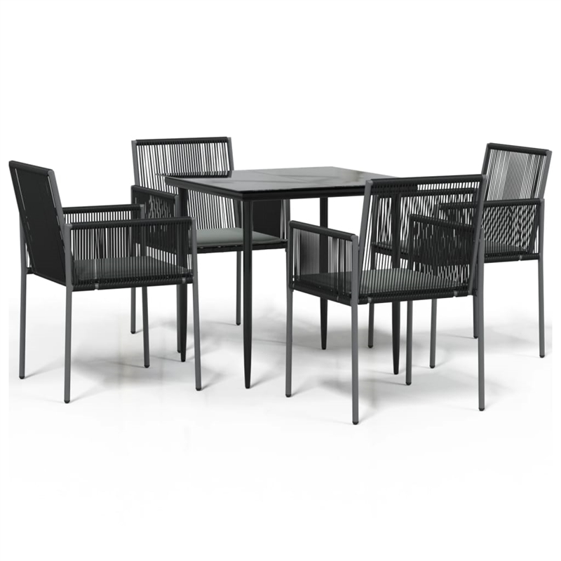 Bowery Hill Poly Rattan Medium Durable Garden Dining Set in Black