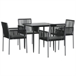 Bowery Hill Poly Rattan Medium Durable Garden Dining Set in Black