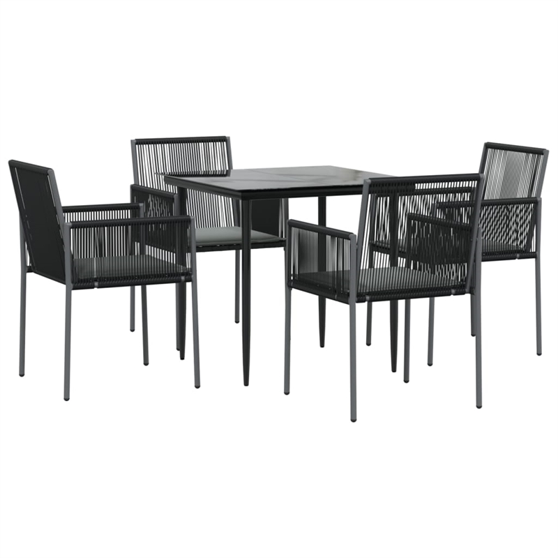 Bowery Hill Poly Rattan Medium Durable Garden Dining Set in Black
