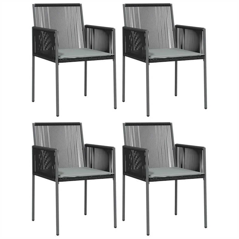 Bowery Hill Poly Rattan Medium Durable Garden Dining Set in Black