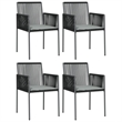 Bowery Hill Poly Rattan Medium Durable Garden Dining Set in Black