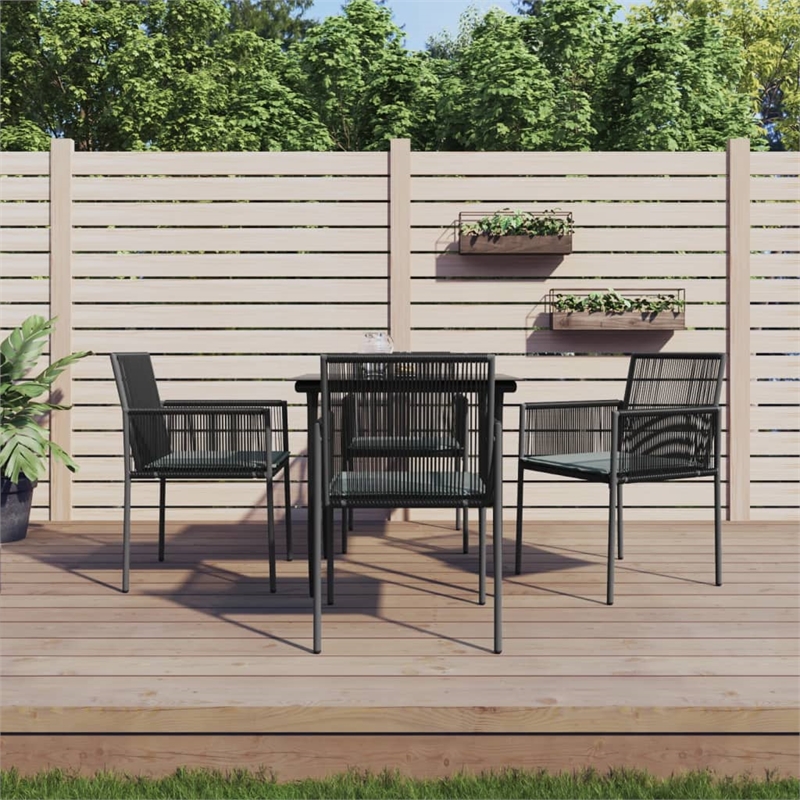 Bowery Hill Poly Rattan Medium Durable Garden Dining Set in Black