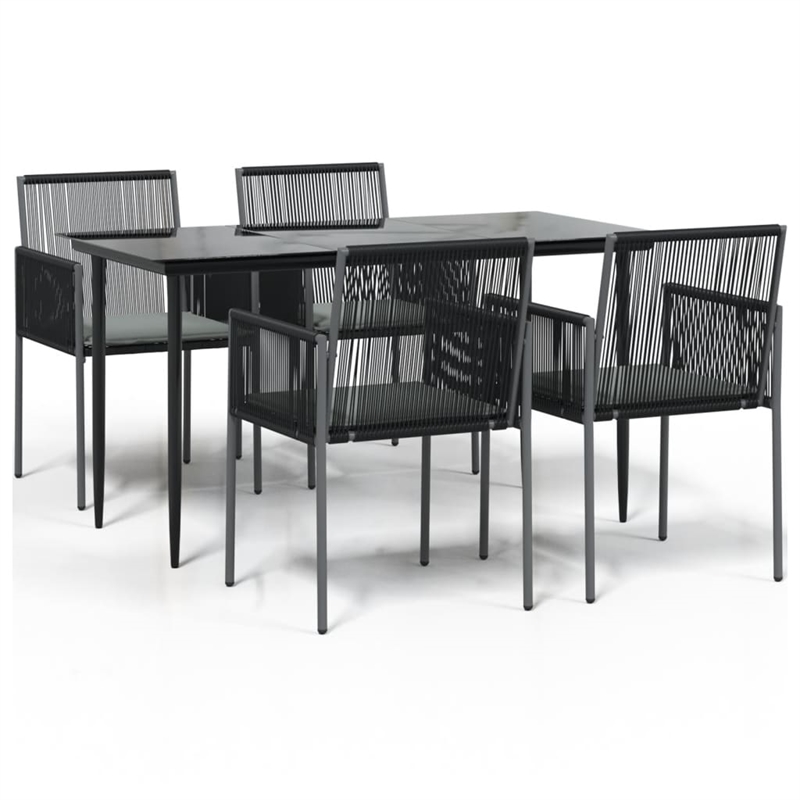 Bowery Hill Contemporary Garden Dining Set in Black Poly Rattan 5 Piece