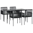 Bowery Hill Contemporary Garden Dining Set in Black Poly Rattan 5 Piece