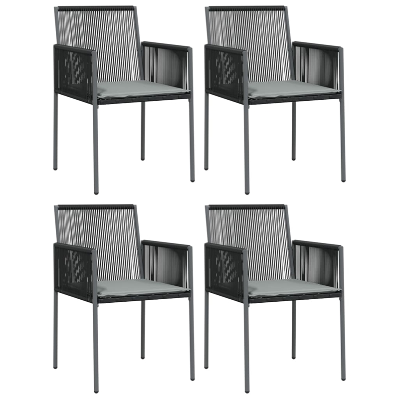 Bowery Hill Contemporary Garden Dining Set in Black Poly Rattan 5 Piece