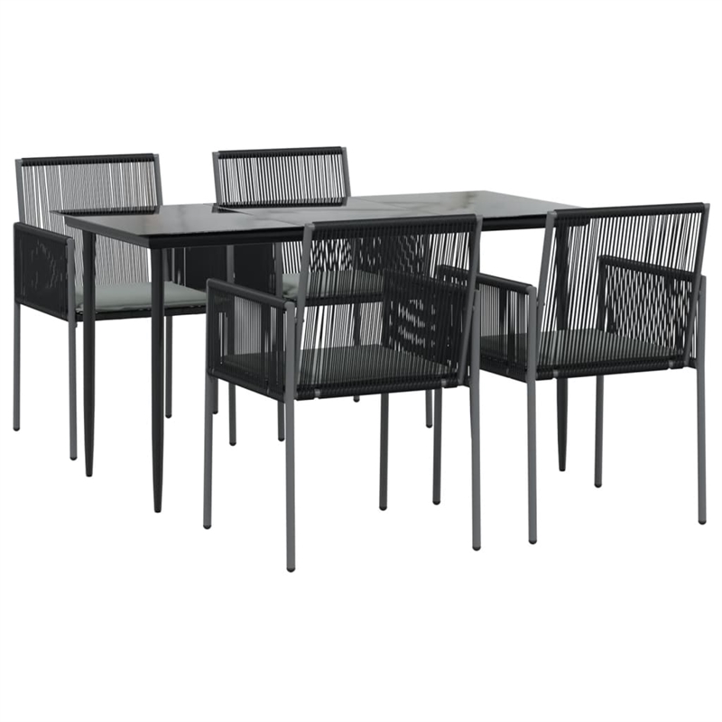 Bowery Hill Contemporary Garden Dining Set in Black Poly Rattan 5 Piece