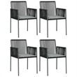 Bowery Hill Contemporary Garden Dining Set in Black Poly Rattan 5 Piece
