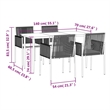 Bowery Hill Contemporary Garden Dining Set in Black Poly Rattan 5 Piece