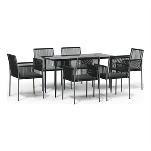 Bowery Hill Contemporary Garden Dining Set in Black and in Light Gray
