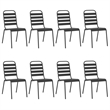 Bowery Hill Steel Large Stackable Garden Dining Set in Anthracite/Gray