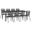 Bowery Hill Steel Large Stackable Garden Dining Set in Anthracite/Gray