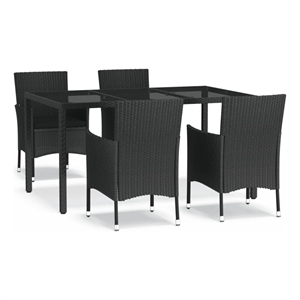 Bowery Hill Contemporary Patio Dining Set in Black - Set of 4