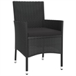 Bowery Hill Contemporary 9 Piece Poly Rattan Patio Dining Set in Black