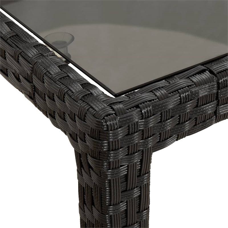 Bowery Hill Contemporary 9 Piece Poly Rattan Patio Dining Set in Black